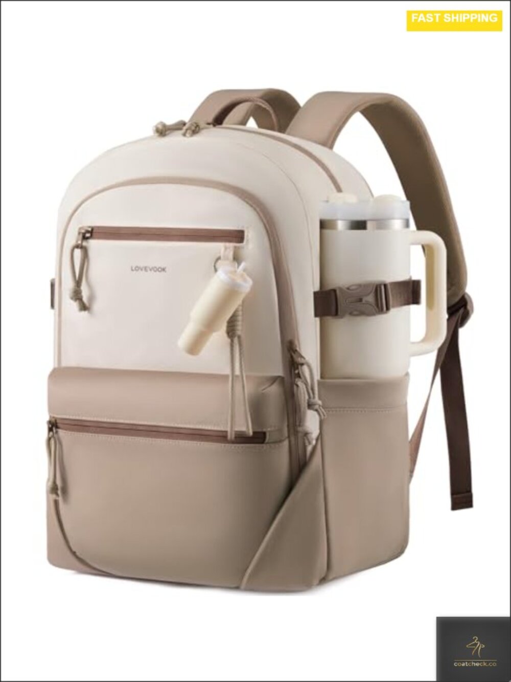 17.3" Laptop Backpack with Pendant, Waterproof Travel Work Backpack, Cup